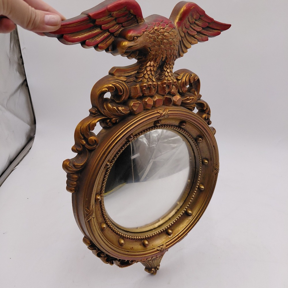Vintage Syroco Gold Eagle Convex Mirror Federal Style Wall Decor 4410 USA Made